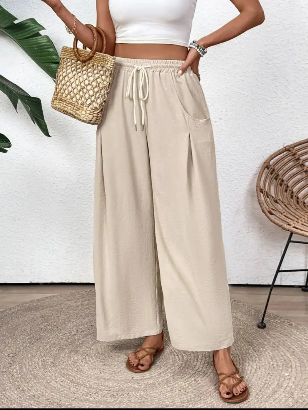 Flowy Wide Leg Drawstring Pants