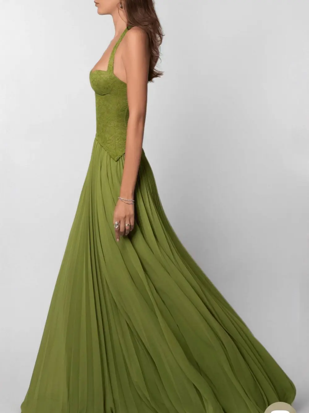 Lace Splicing Halter Neck Maxi Dress