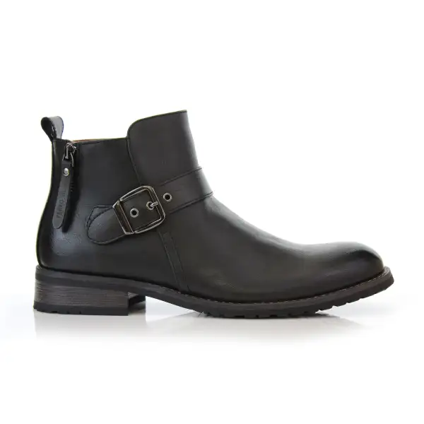 Faux-Leather Zip-Up Slip-On Chelsea Boots