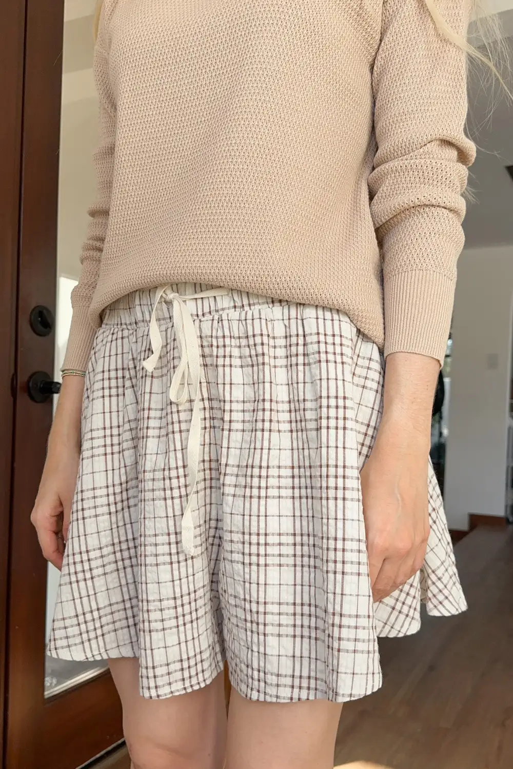 Layered Soft Plaid Shorts