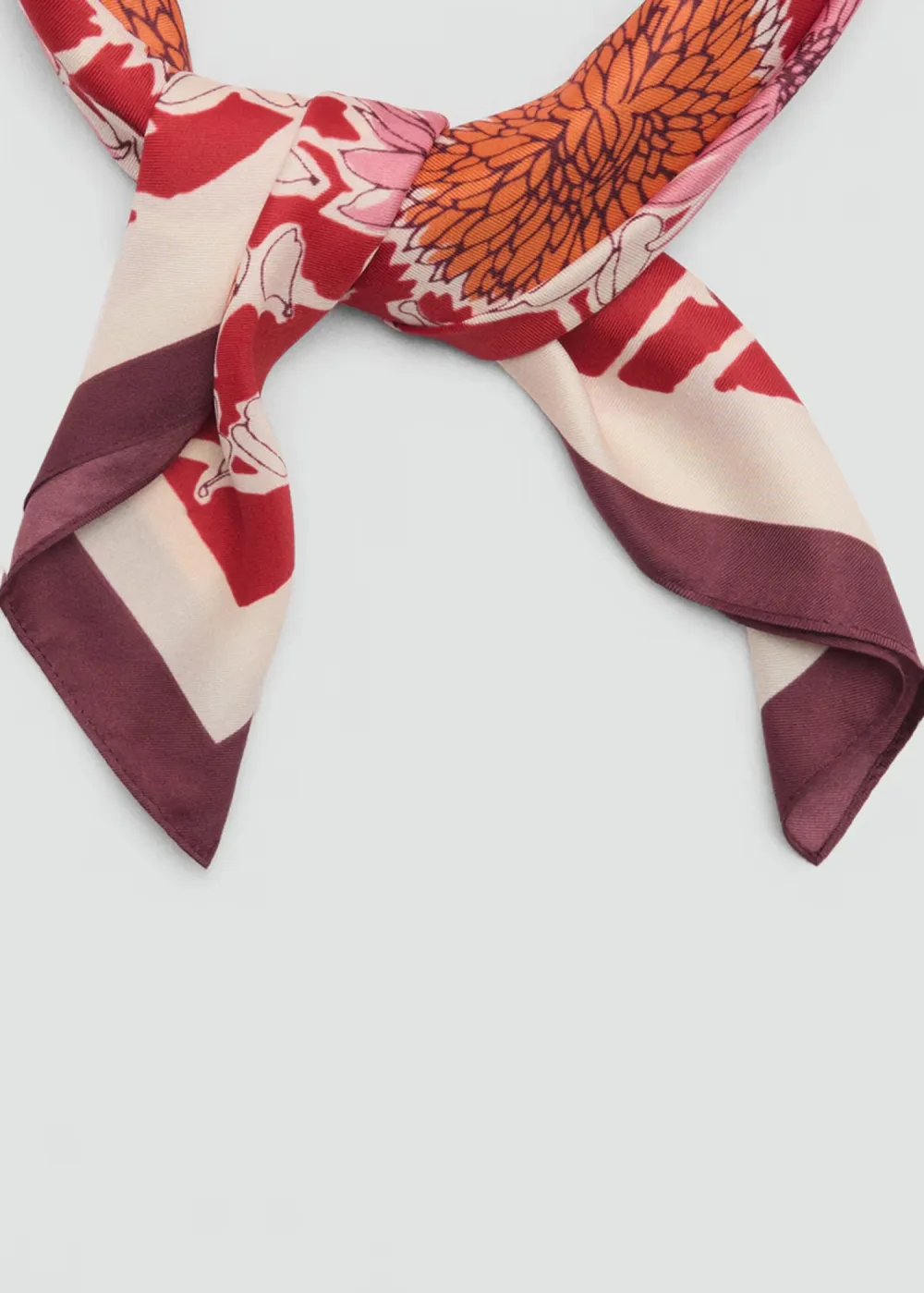 Casual Style Pink Floral Satin Scarf