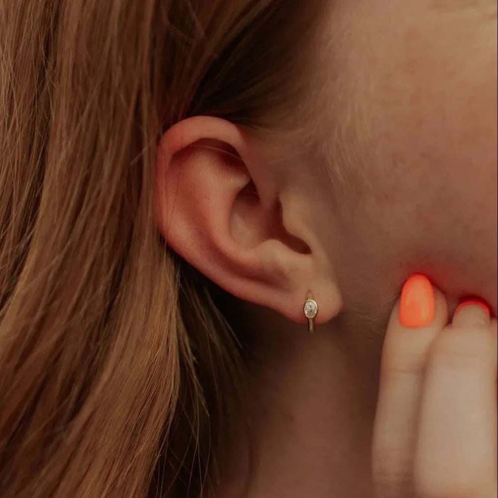 Stone Accent Hoop Earrings