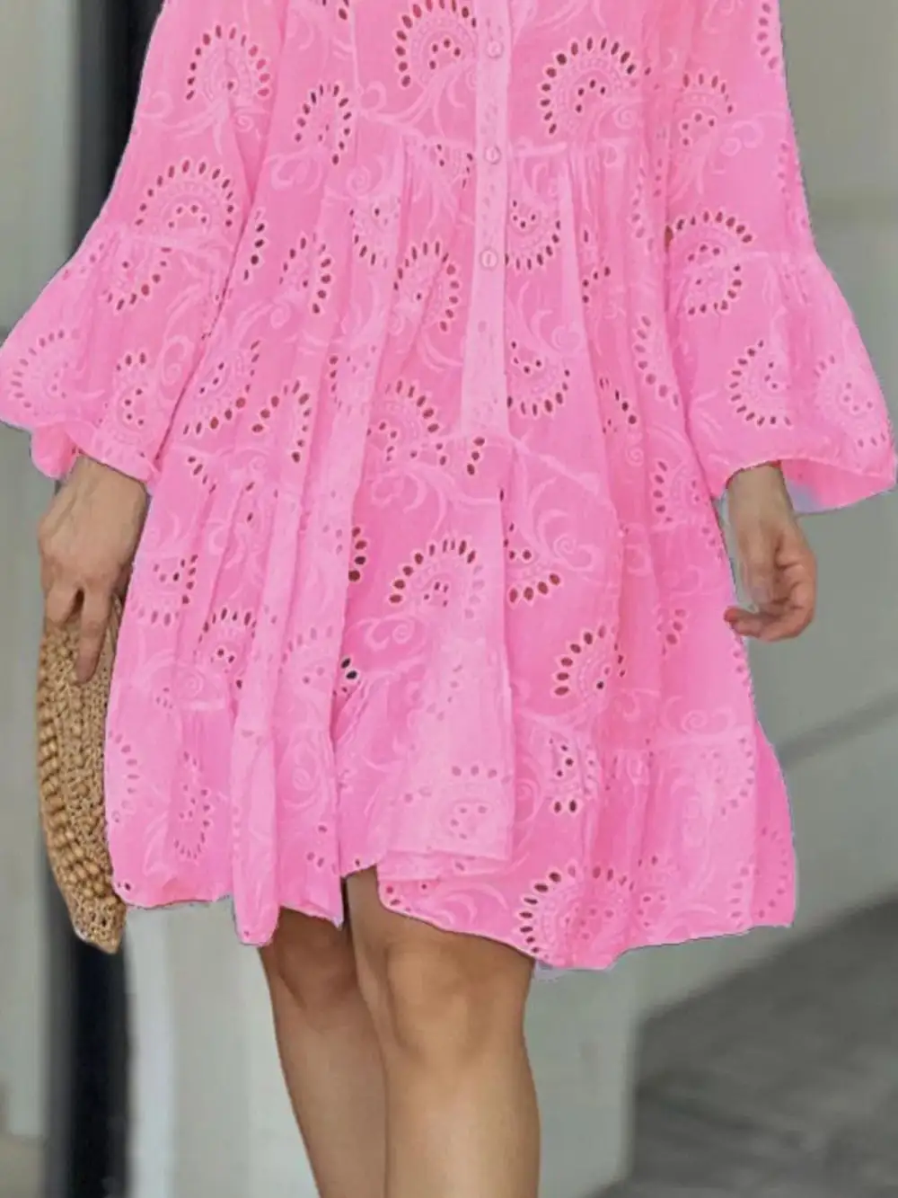 Ruffled Tiered Midi Tie Detail Dress