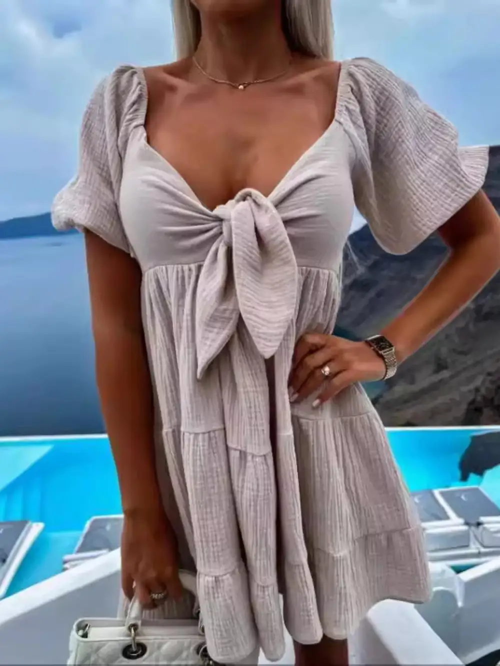 Drape Tiered Mini Dress