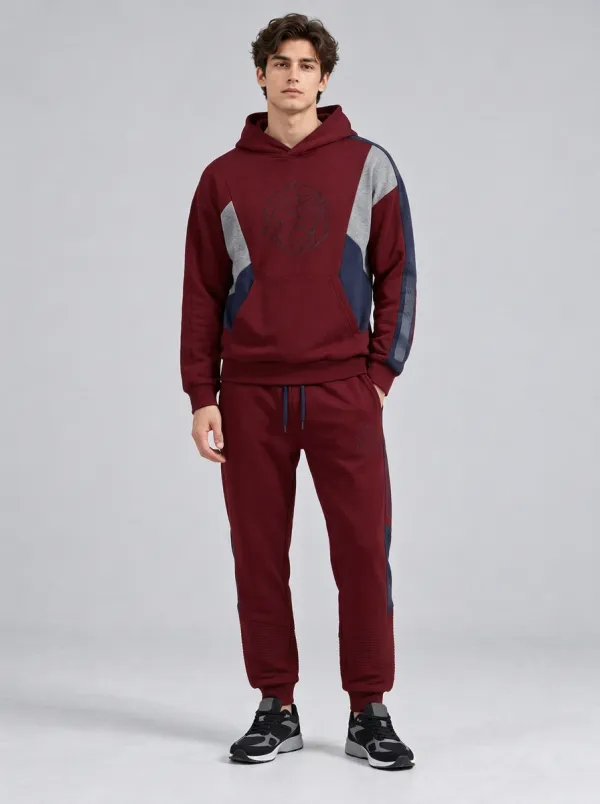 Men's Geometric Graphic Printed Colorblock Hoodie Jogger Set