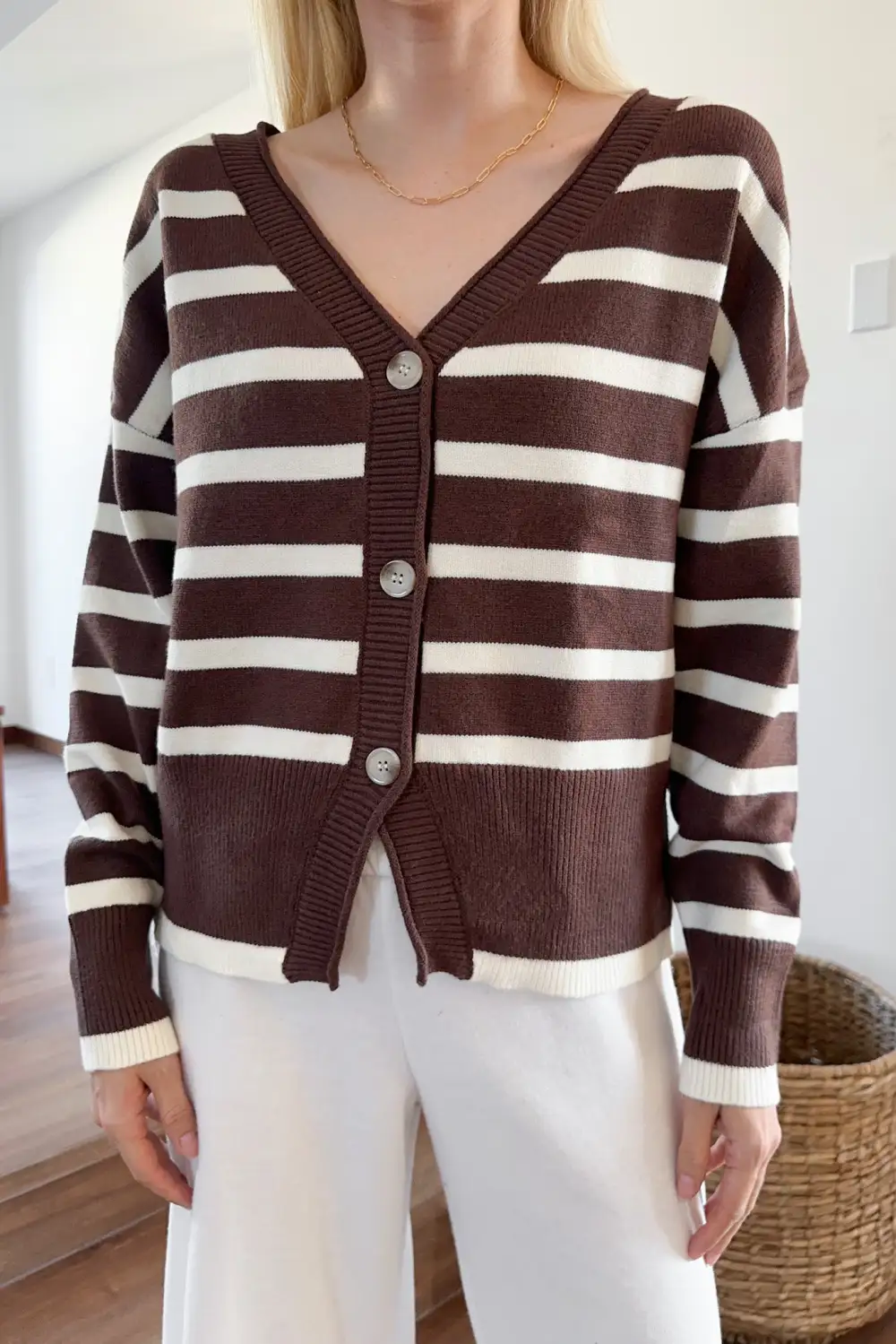 Layered Knit Striped Cardigan