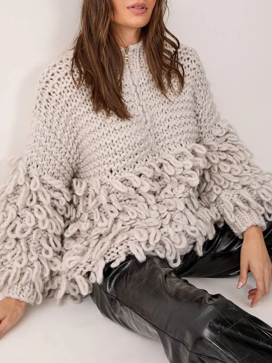 Women's Vintage-Style 3D Fuzzy Knit Cardigan