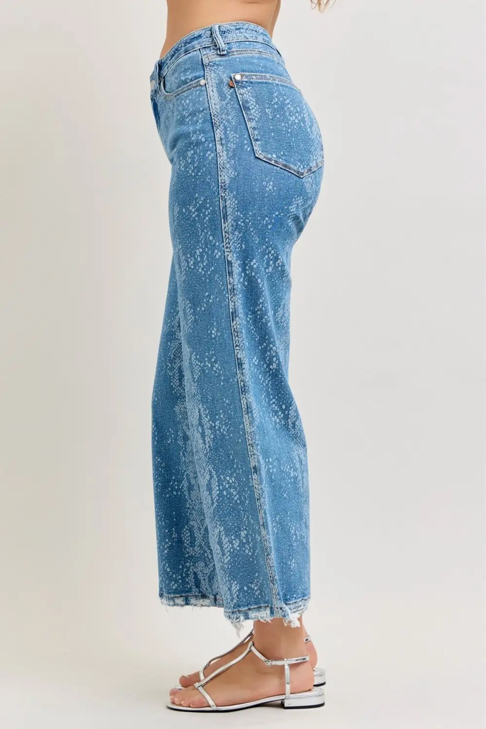 High Rise Raw Hem Relaxed Wide Leg Jeans