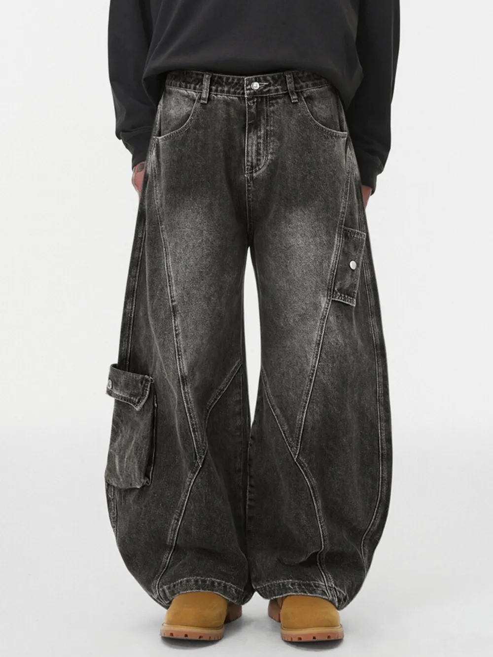Cotton Wide-Leg Casual Jeans