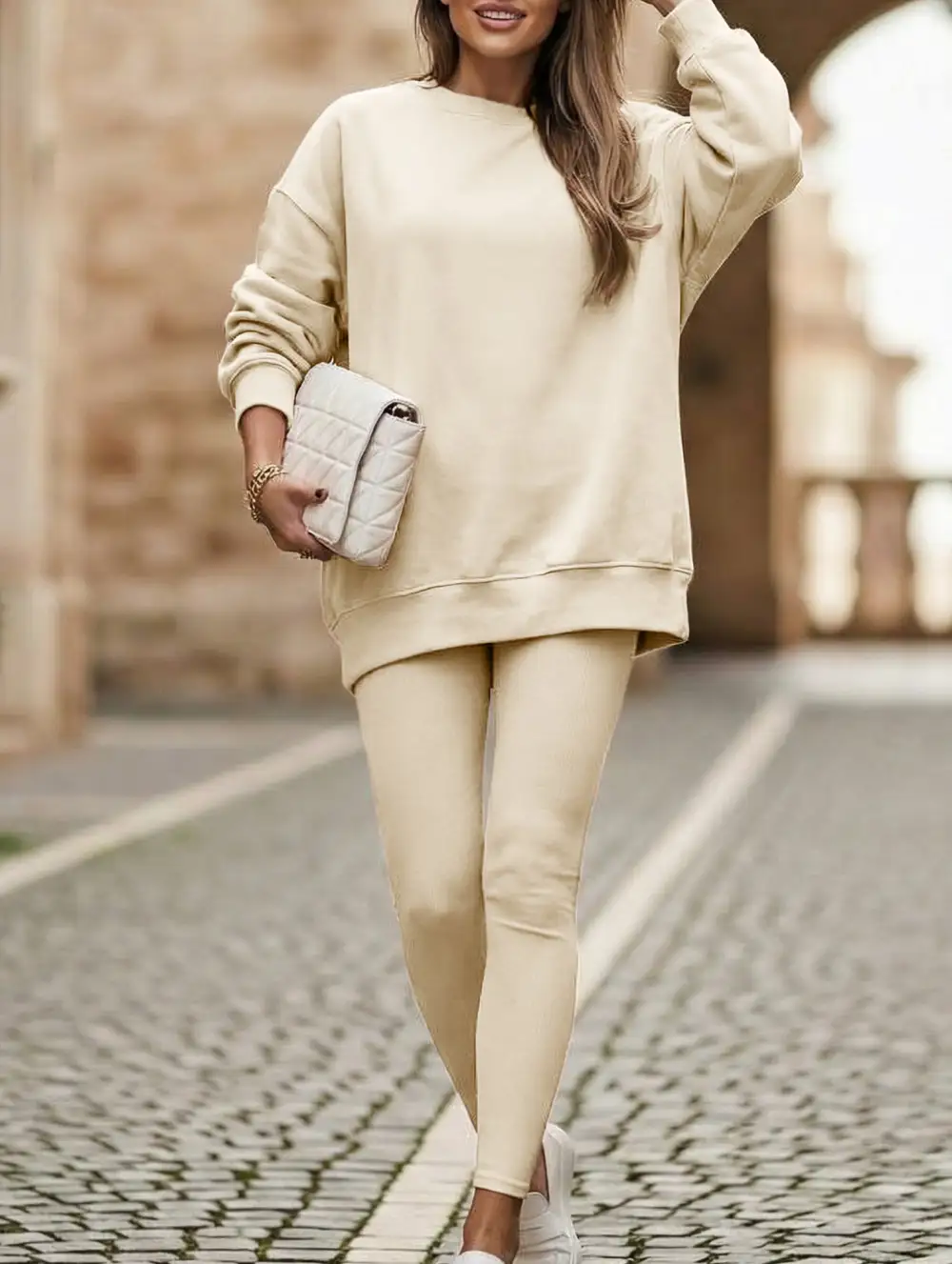 Crew Neck Irregular Sweatshirt Set