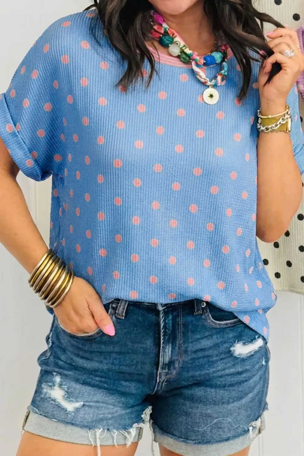 Polka Dot Sleeve Blouse
