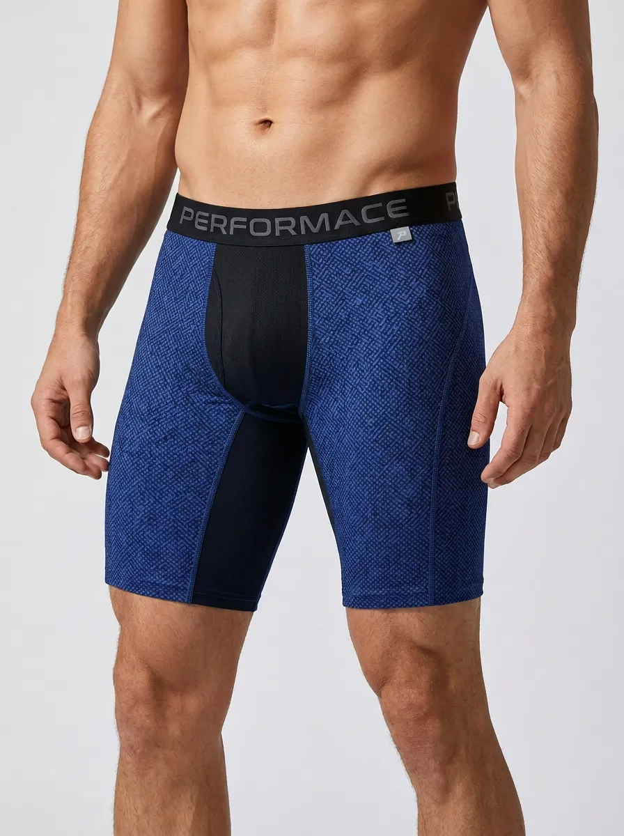 Men's Athletic Geometric Pattern Printed Boxer Briefs