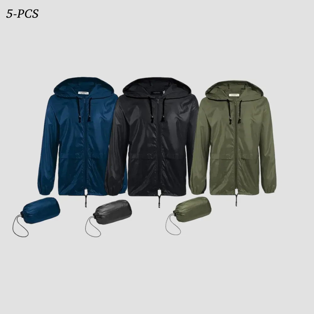 Men's Packable Jacket Outdoor Waterproof Hooded Lightweight Classic Cycling Raincoat