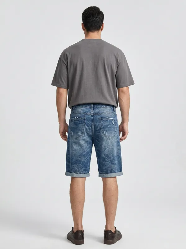 Men's Classic Distressed Distressed Denim Shorts