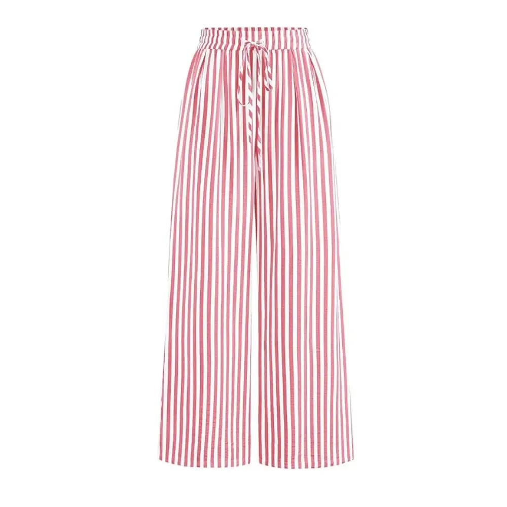 Women'S Elastic Waist Striped Lightweight Wide-Leg Pants-🔥7-Pack - All Colors Included, Only $24