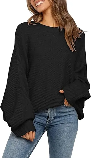 Women's Basic Long Sleeve Sweater | Solid Color Oversized Pullover