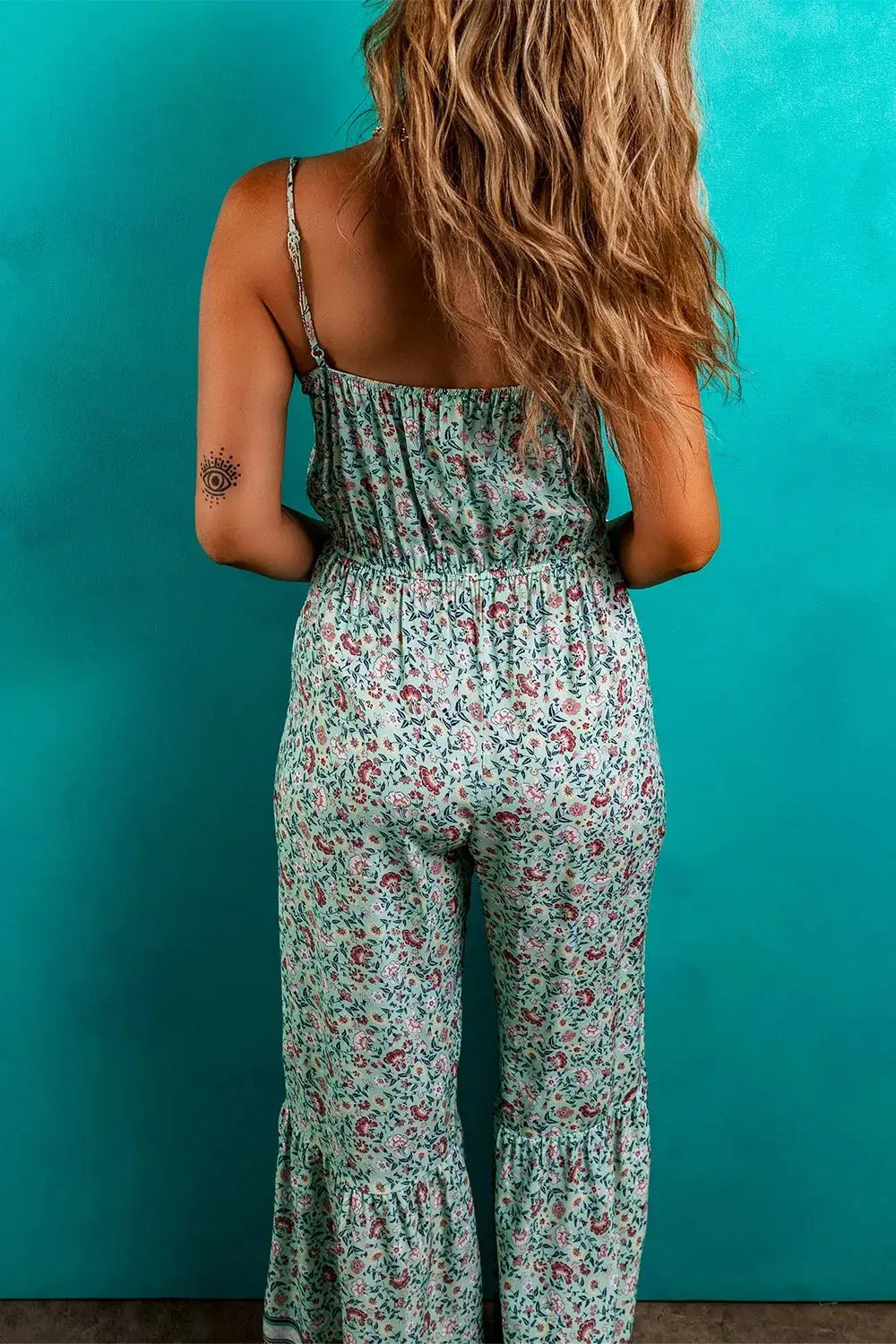 Bohemian Floral Ruffle Bottom Spaghetti Strap Accessory