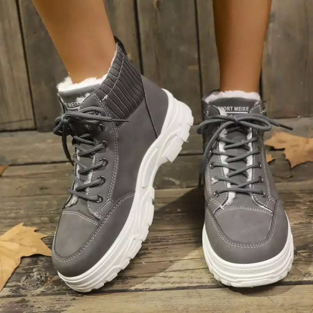 Plush Lining Lace Up Boots
