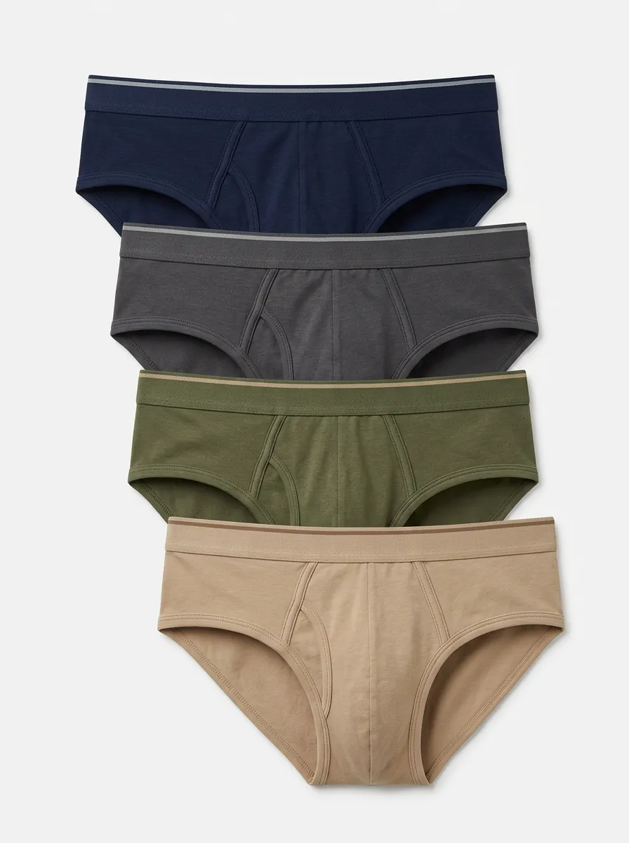Men's Four-Pair Tonal-Stripe Support Brief Set