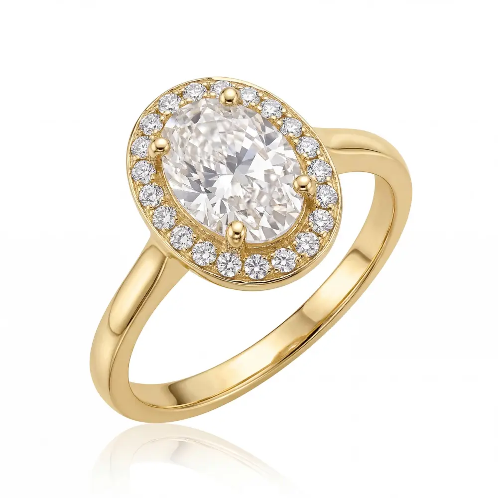 Cubic Zirconia Oval Halo Ring