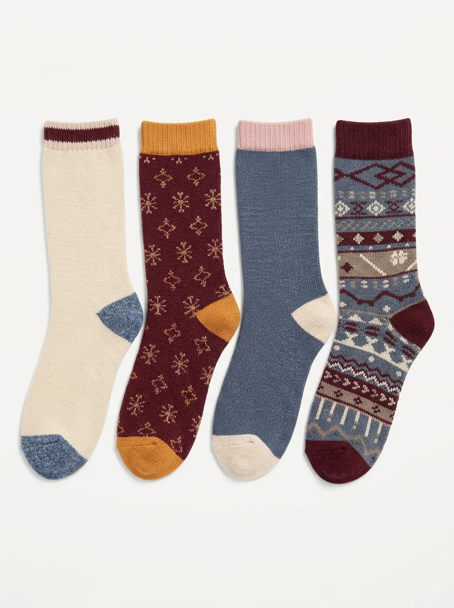 Core Printed Wardrobe Women's Four Pair Socks