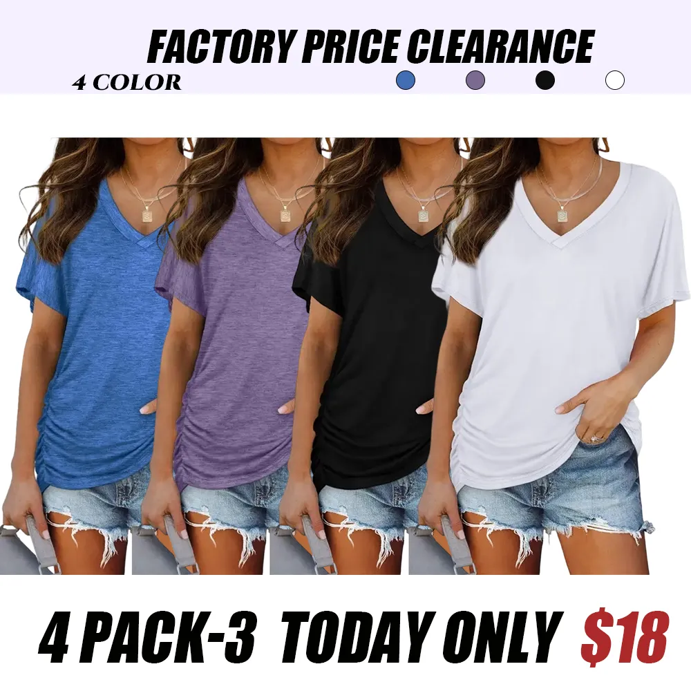 Women's V-Neck Short-Sleeve Tops — $1.69 Each