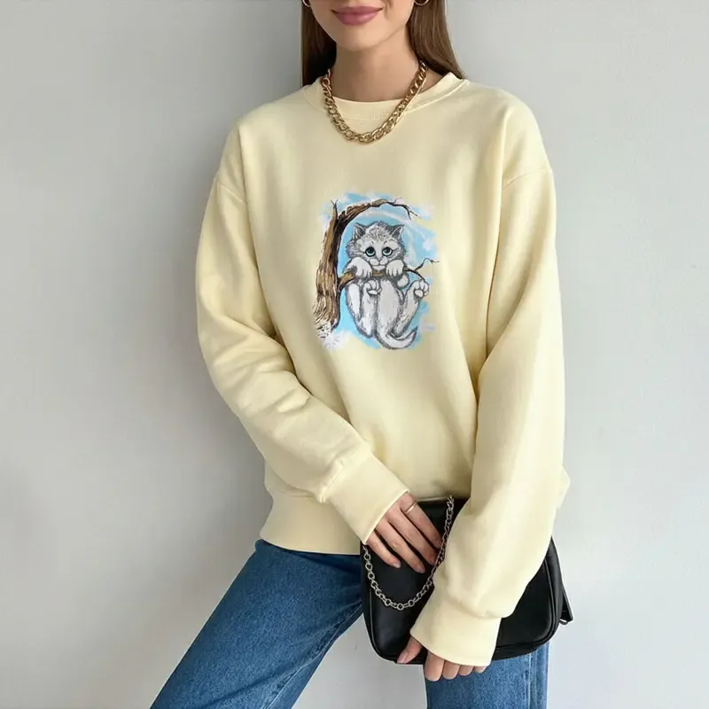 Vintage Distressed Cat Crewneck Sweatshirt