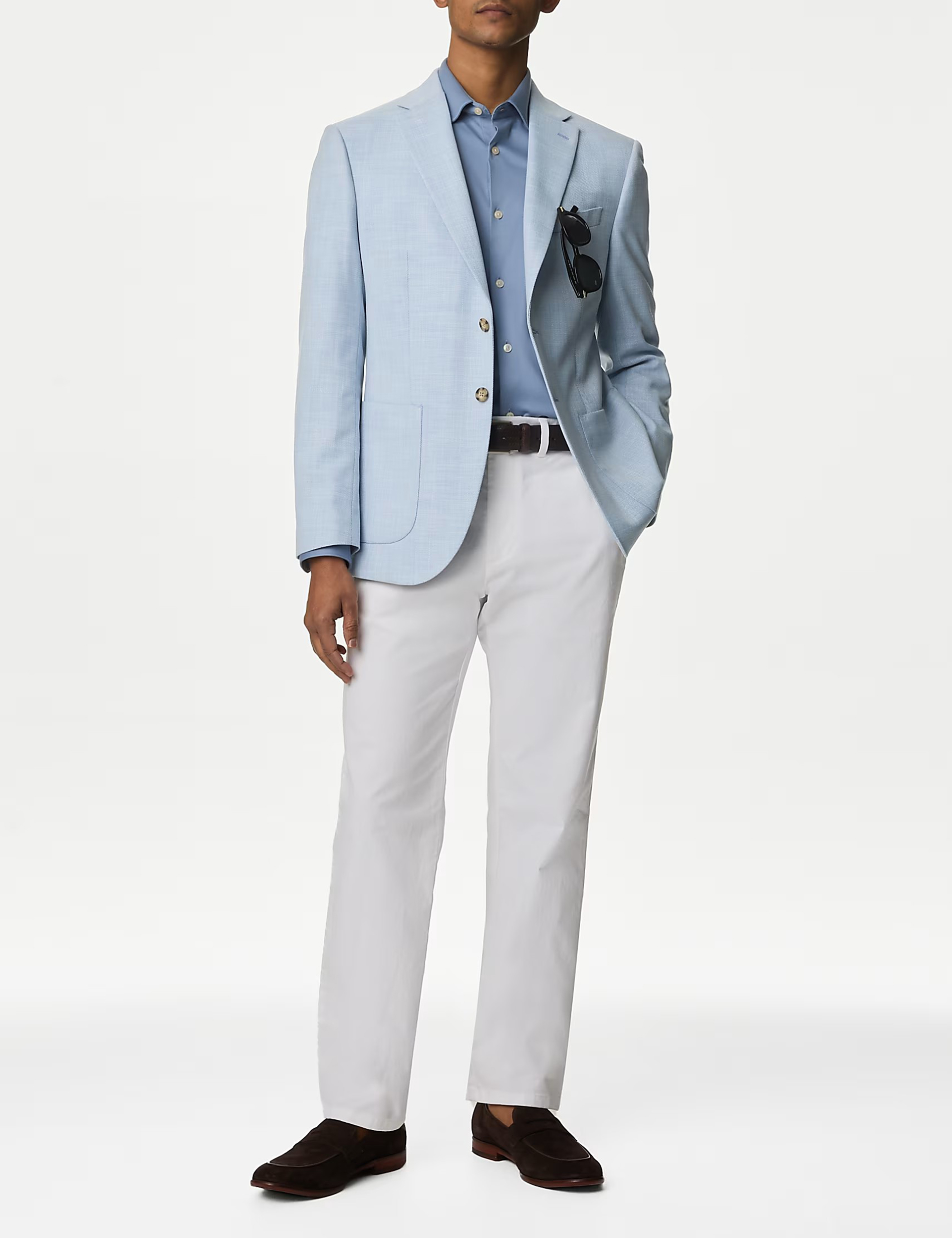 Men's Light Pink Textured Single Breasted Blazer