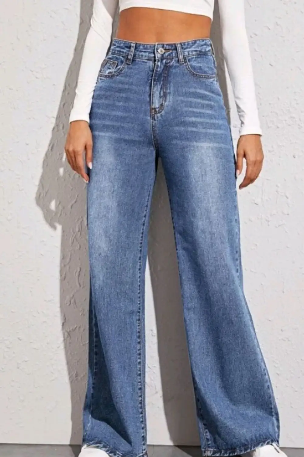 Tiered V Neck Denim Jeans