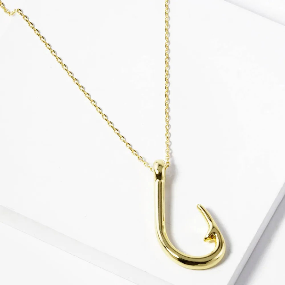 Fish Hook Pendant Necklace