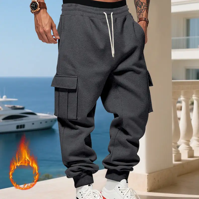 Men's  Thermal Cargo Pants Pockets Leg Cargo Pants