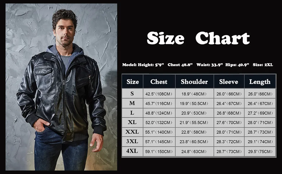 🧥 Men’s Casual Stand Collar PU Faux Leather Motorcycle Jacket with Removable Hood