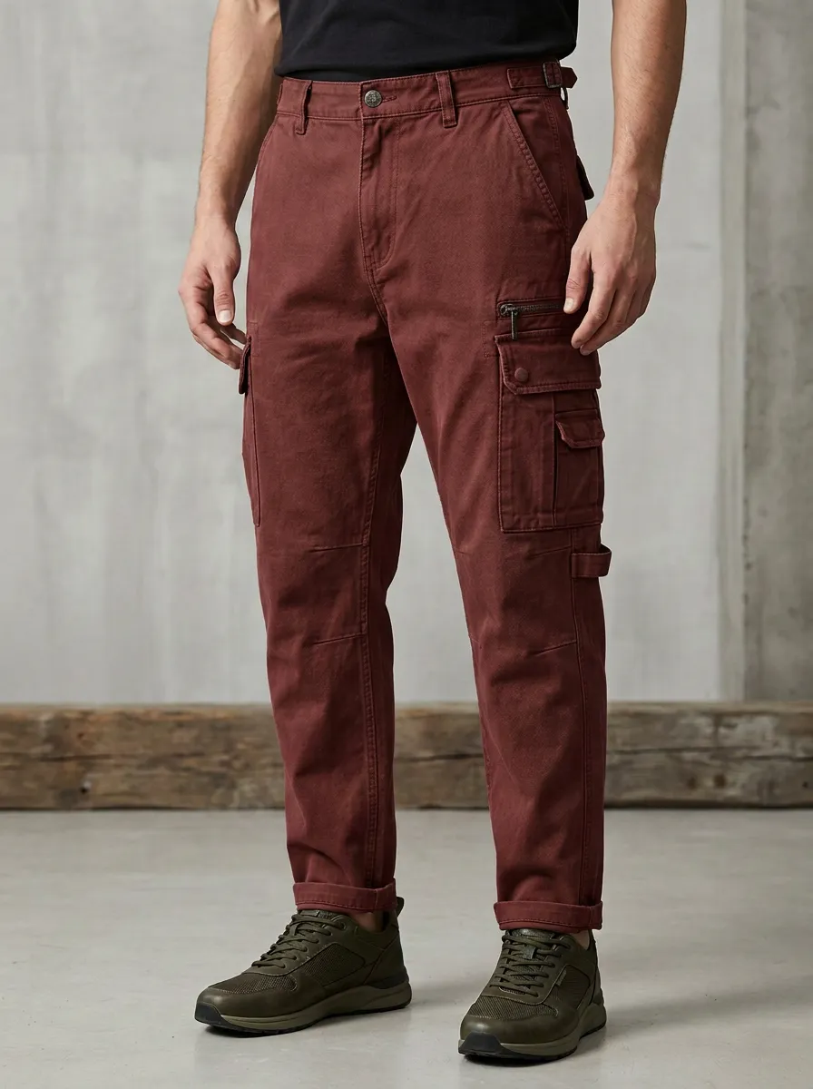 Men's Khaki Multi-Pocket Tactical Cargo Pants