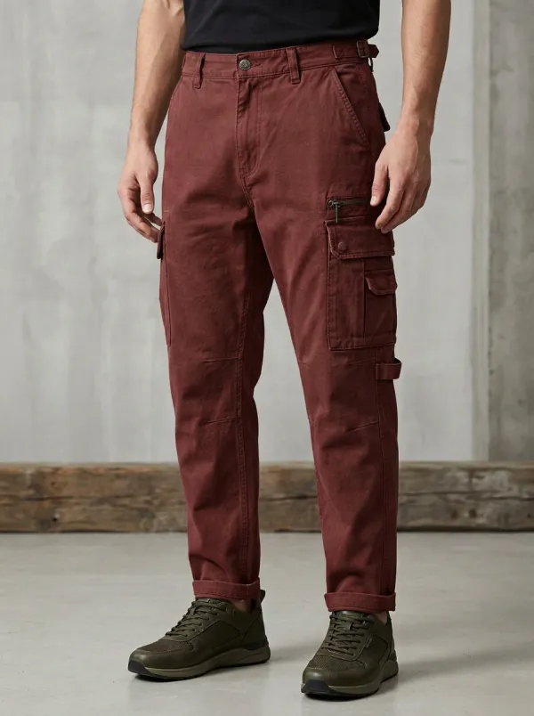 Men's Khaki Multi-Pocket Tactical Cargo Pants