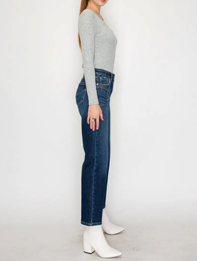 Closet Ready High Rise Straight Leg Cropped Denim Jeans