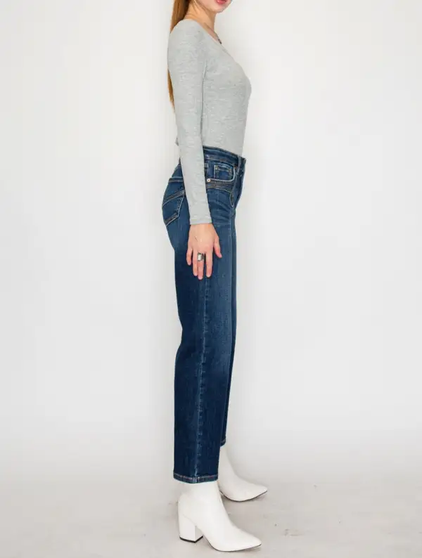 Closet Ready High Rise Straight Leg Cropped Denim Jeans