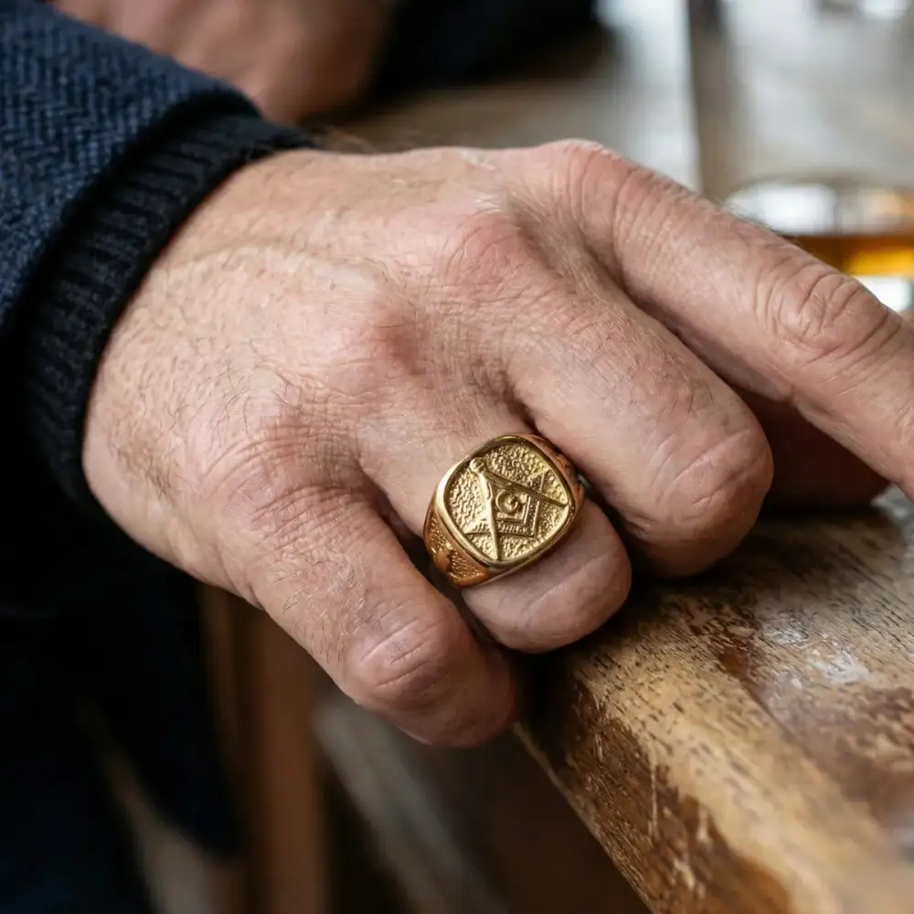 Men's Freemason Signet Ring