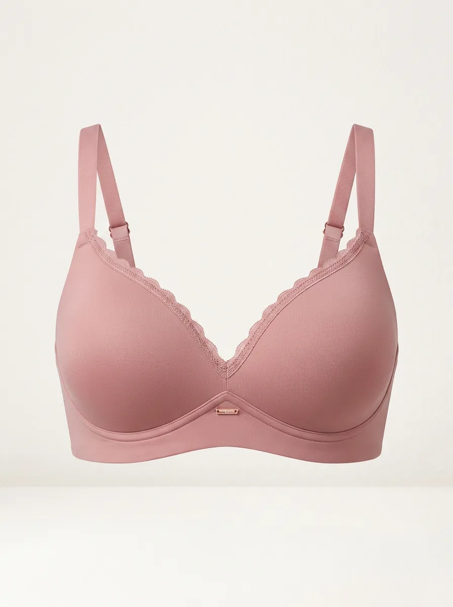 Women's Padded Seamless Lace-Trim Scalloped-Edge Bra