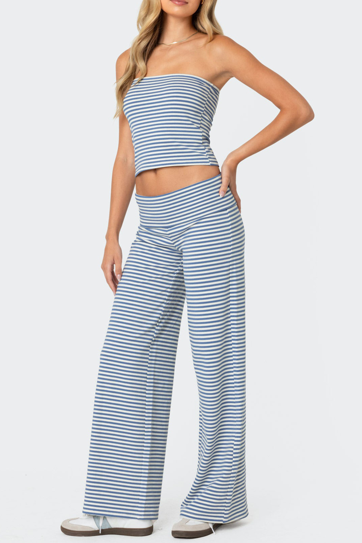 Striped Fold Over Pants