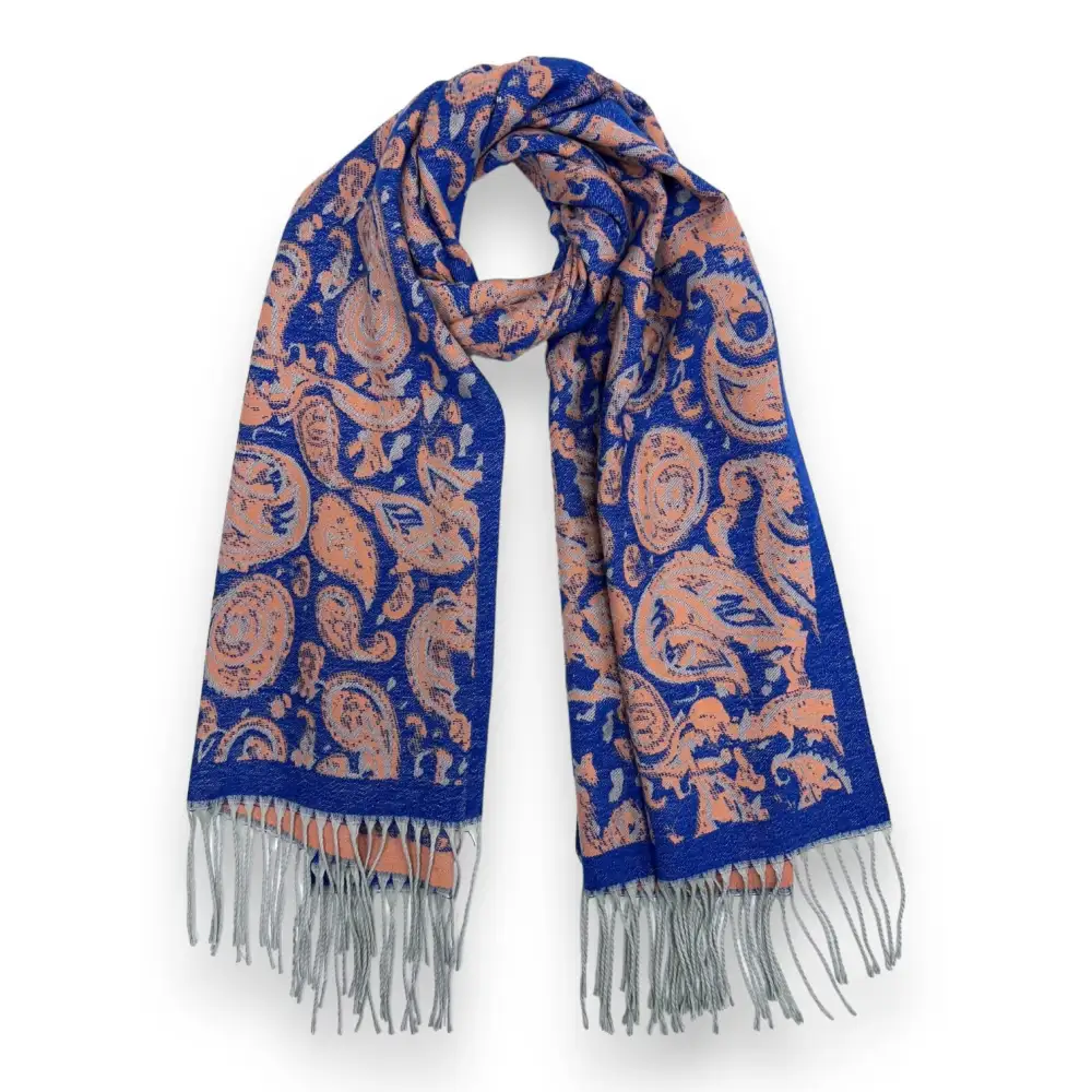 Elegant Paisley Tasseled Wool Blend Scarf