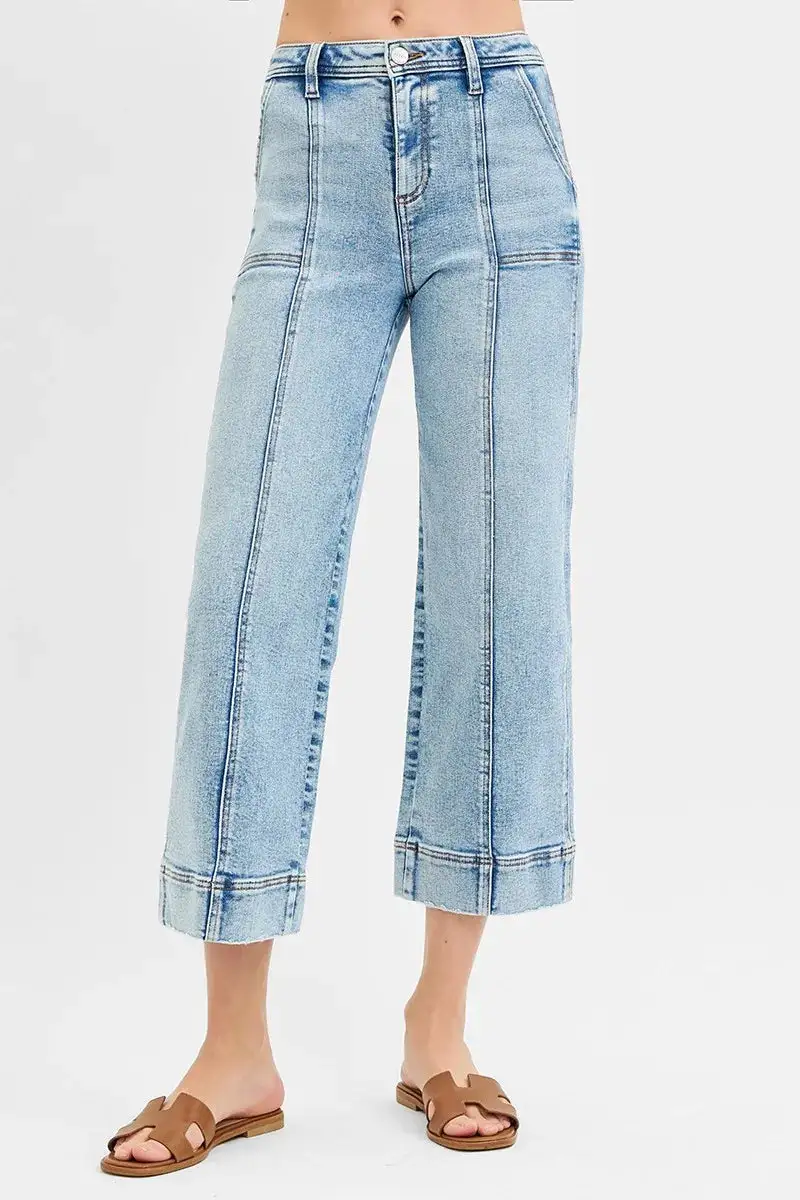 Everyday High Rise Front Seam Wide Leg Jeans