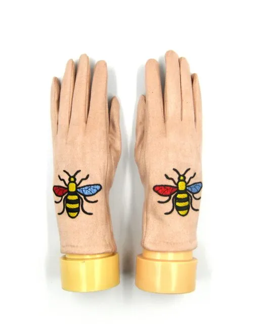Bee Embroidered Winter Gloves