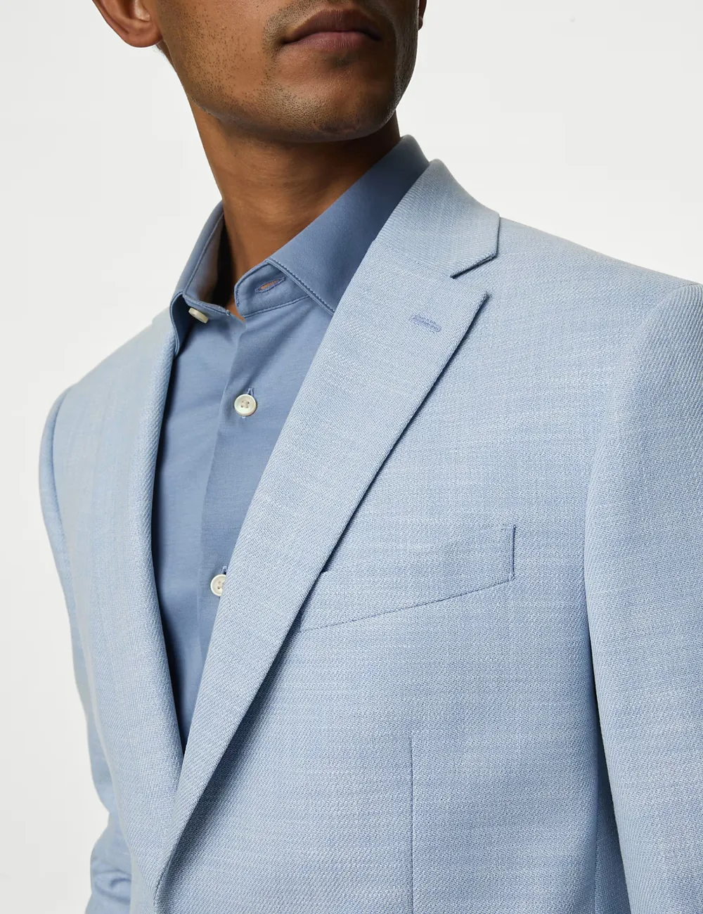 Men's Light Pink Textured Single Breasted Blazer