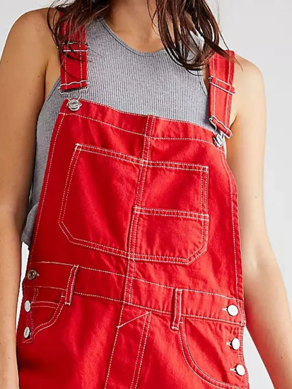 Scarlet Wide Strap Denim Overall Shorts