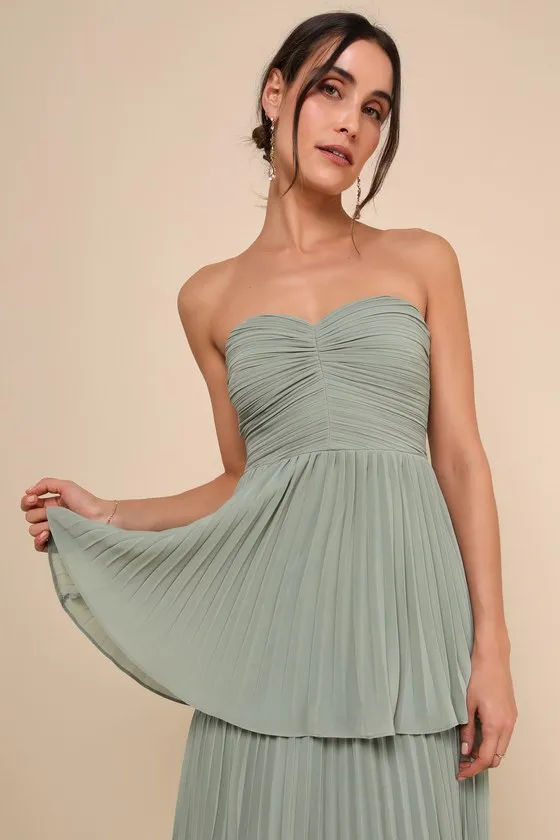 Seriously Sensational Light Pink Strapless Tiered Maxi Dress