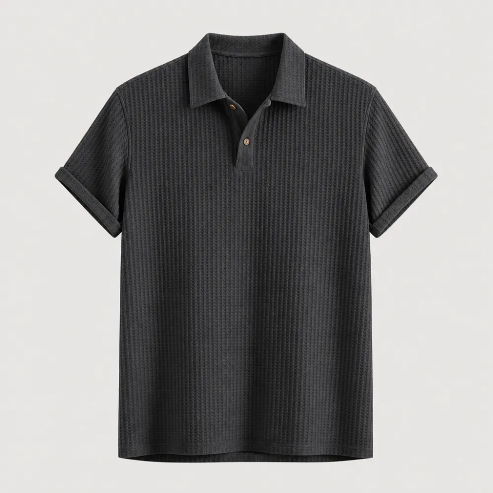 Men’s Waffle Textured Short Sleeve Polo Shirt