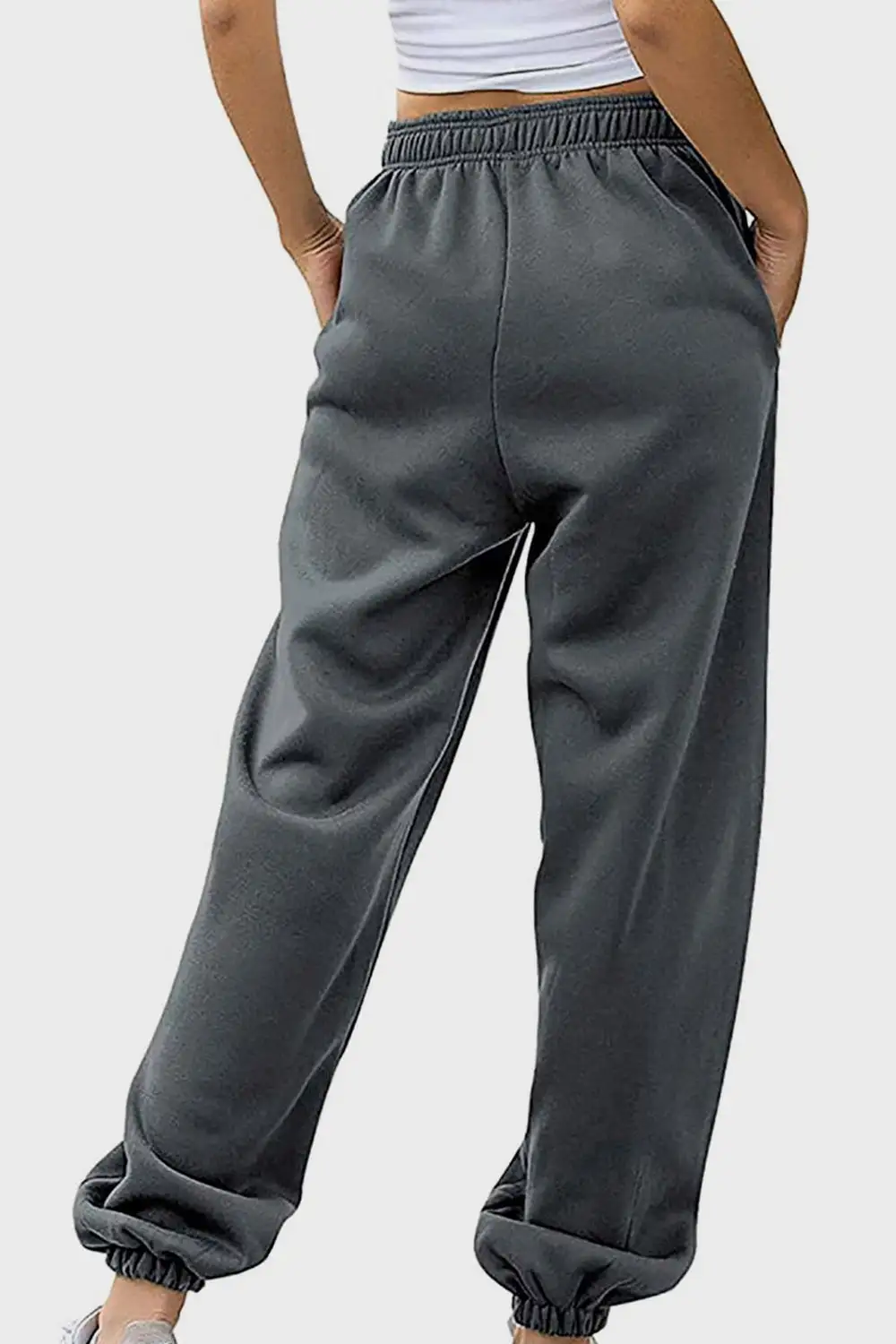 Relaxed Elastic-Waist Pocketed Jogger Pants