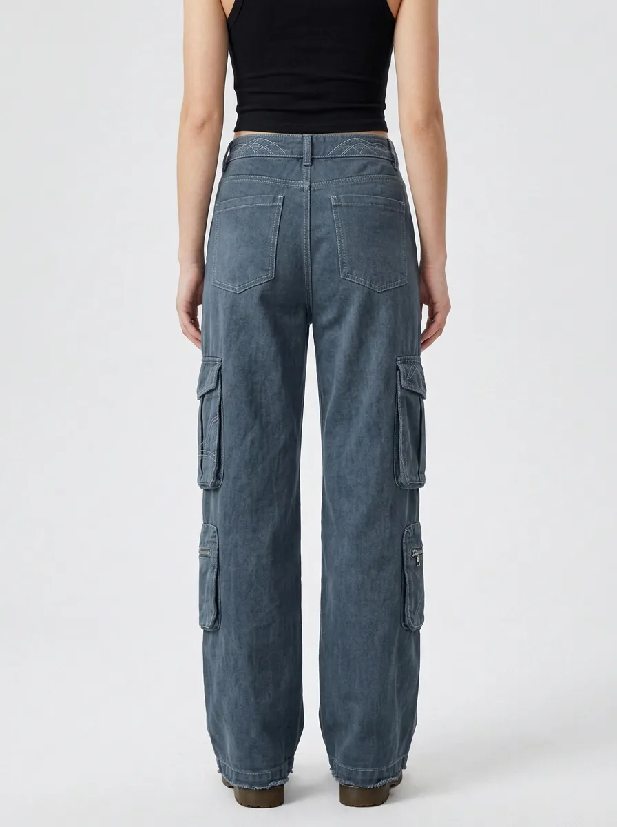 Functional Embroidered Detail Multi Pocket Fit Women's Multi Pocket Cargo Pants
