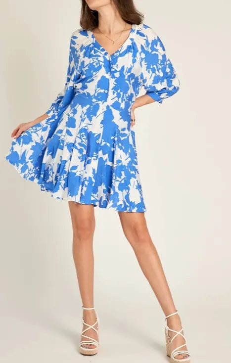 Three-Quarter Sleeve Button Down Mini Dress