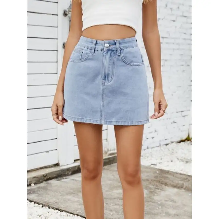Solid Mini Denim Skirt